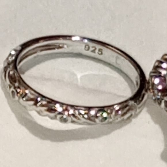 Sterling Silver Engagement And Wedding Band Ring Set/NWOT/Cocktail Ring & Band - Picture 4 of 16